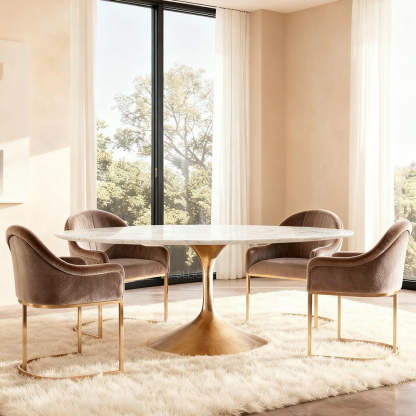 Adol Stone Round Dining Table-Fullstarlighting
