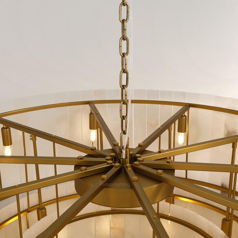 Senparo Tiered Round Alabaster Chandelier 60"