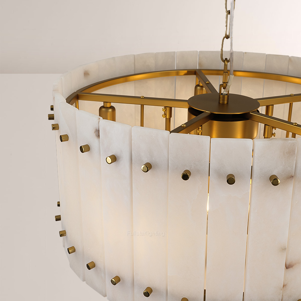 Mara Alabaster Round Tiered Chandelier 37"