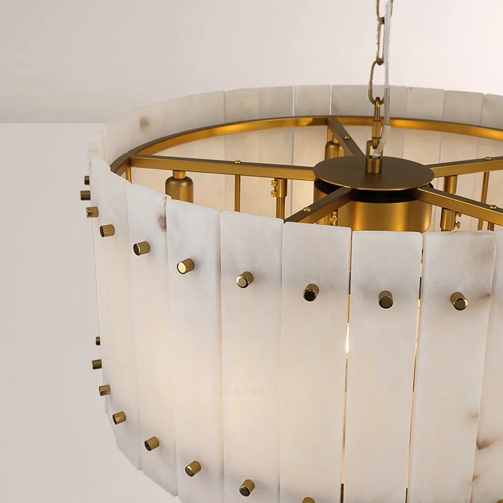 Mara Alabaster Round Tiered Chandelier 37"