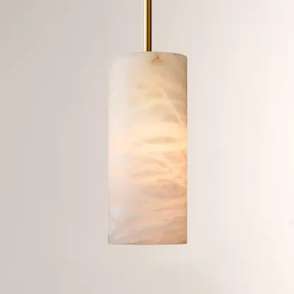 Hand-Carved Alabaster Cylinder Pendant-Fullstarlighting