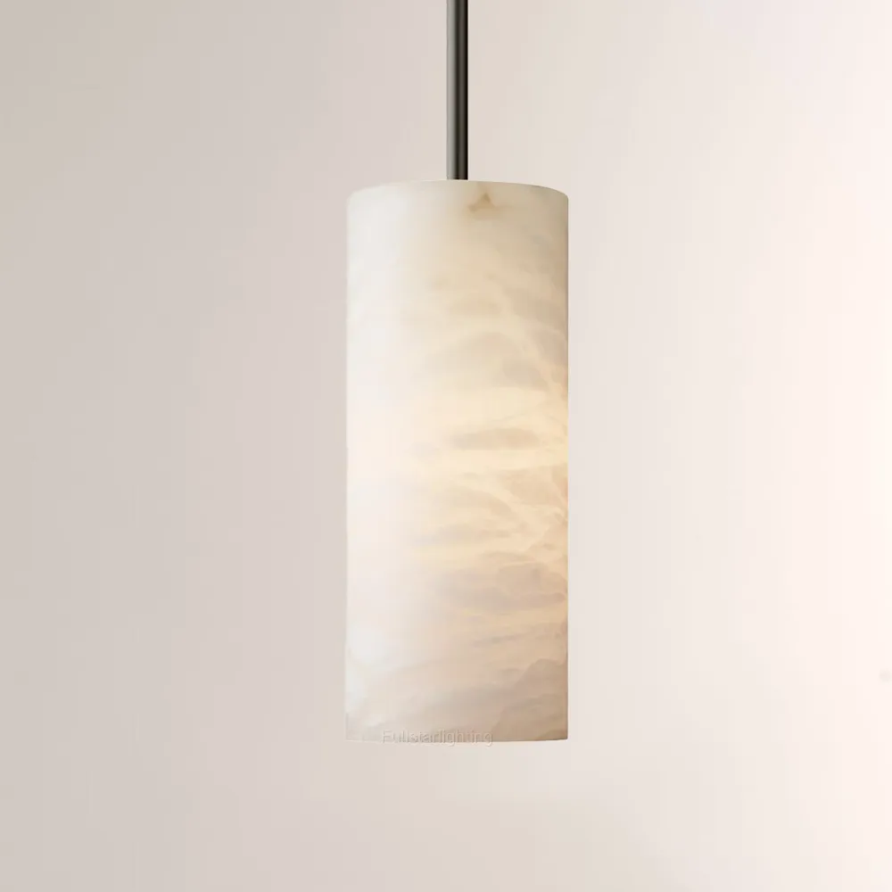 Hand-Carved Alabaster Cylinder Pendant-Fullstarlighting