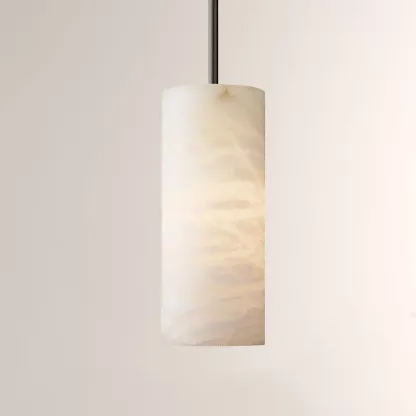 Hand-Carved Alabaster Cylinder Pendant-Fullstarlighting
