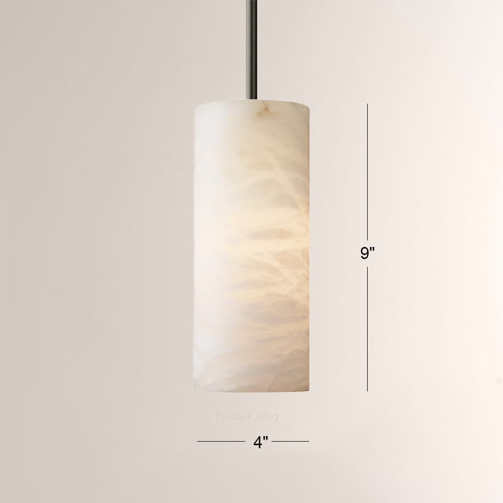 Hand-Carved Alabaster Cylinder Pendant-Fullstarlighting