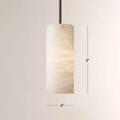Hand-Carved Alabaster Cylinder Pendant-Fullstarlighting