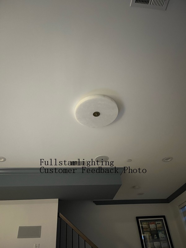 Alabaster Flush Mounted Round Led Chandelier