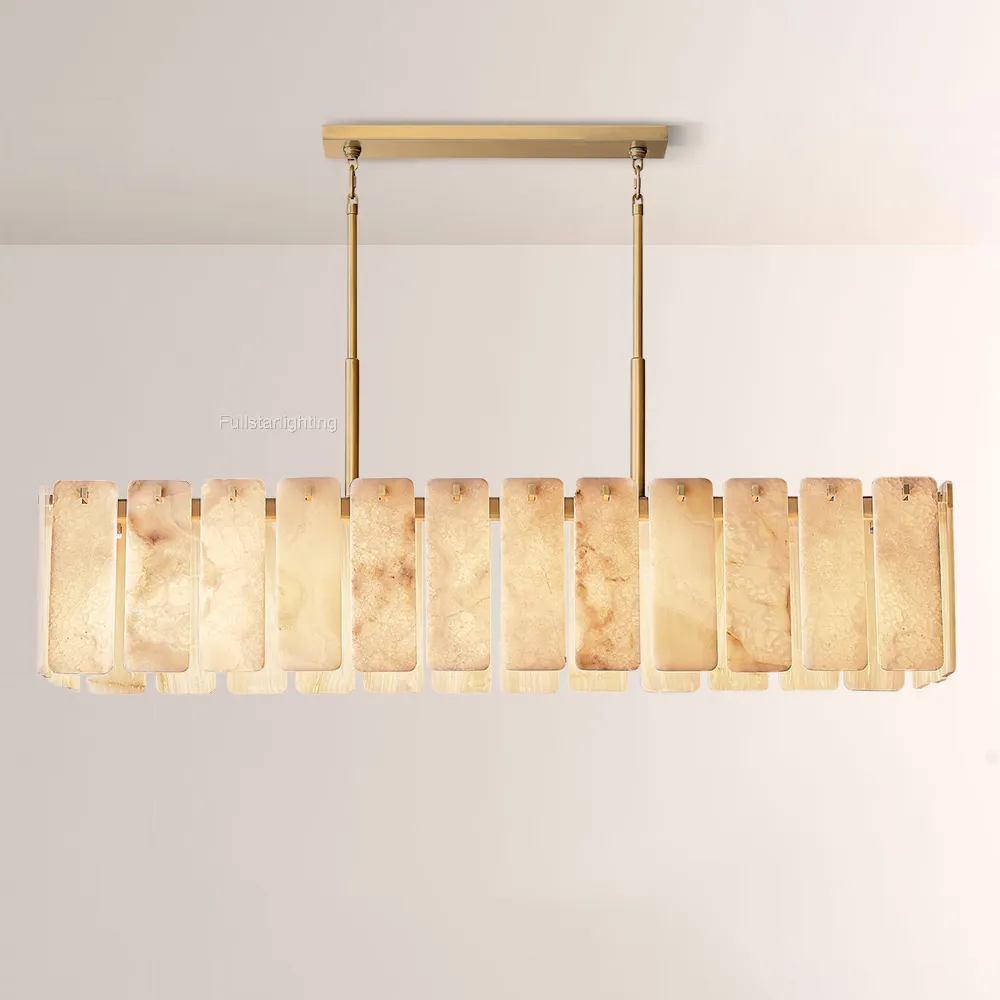 Camelot Alabaster Rectangular Chandelier 72"L