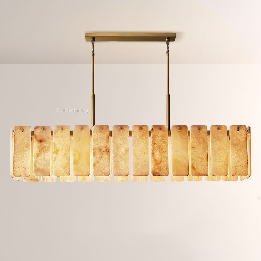 Camelot Alabaster Rectangular Chandelier 72"L