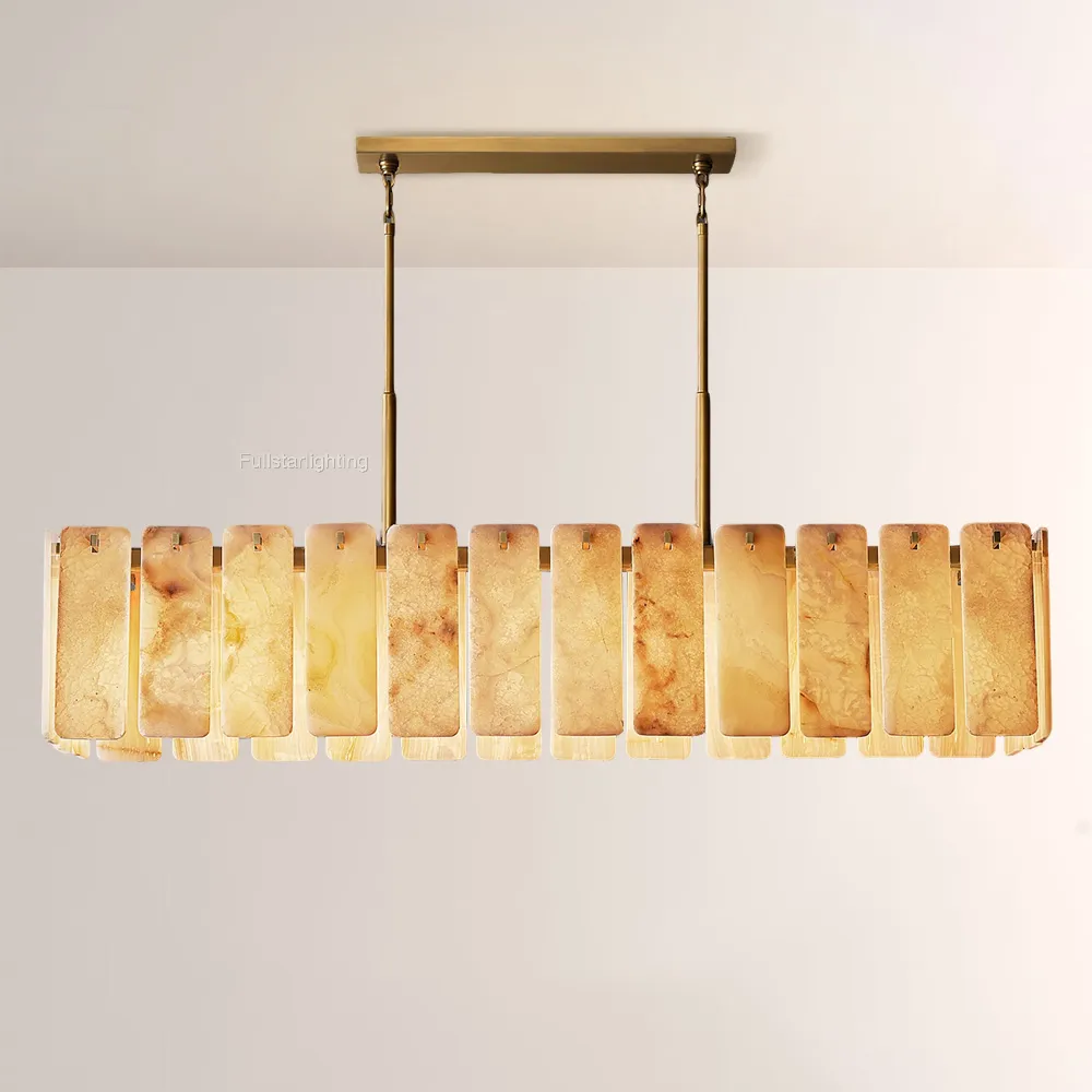 Camelot Alabaster Rectangular Chandelier 72"L
