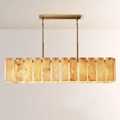 Camelot Alabaster Rectangular Chandelier 72"L