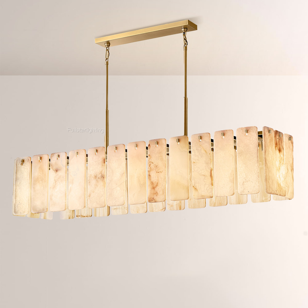 Camelot Alabaster Rectangular Chandelier 72"L