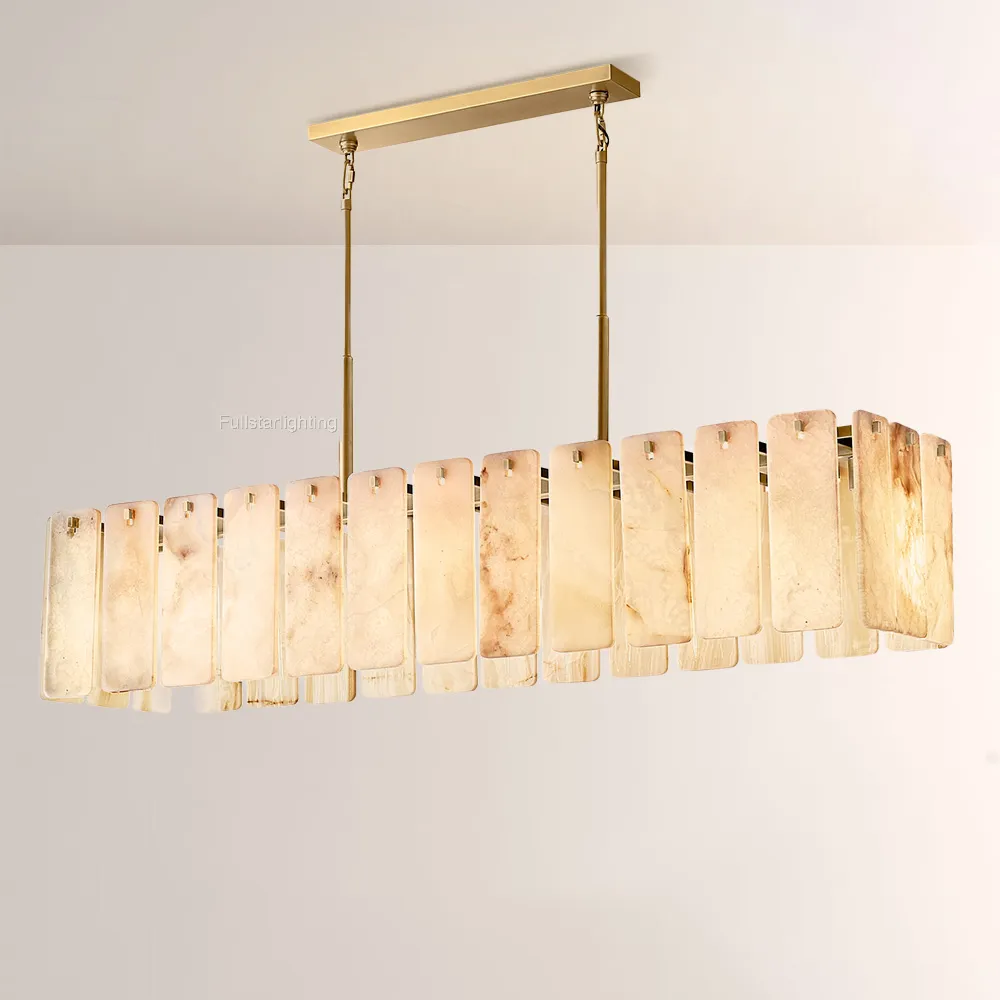 Camelot Alabaster Rectangular Chandelier 72"L