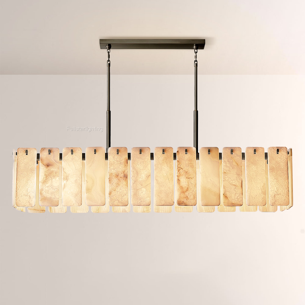 Camelot Alabaster Rectangular Chandelier 72"L