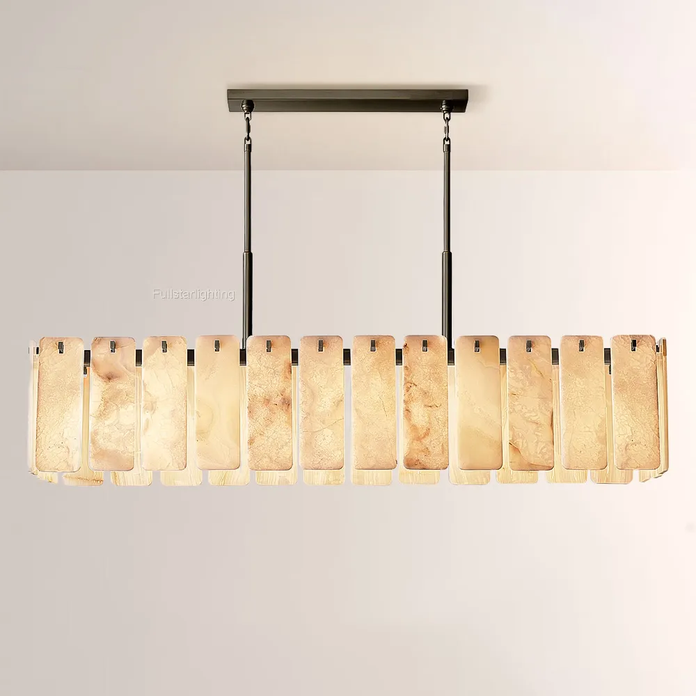 Camelot Alabaster Rectangular Chandelier 72"L