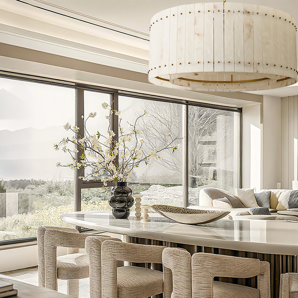 Mara Alabaster Round Chandelier 37"