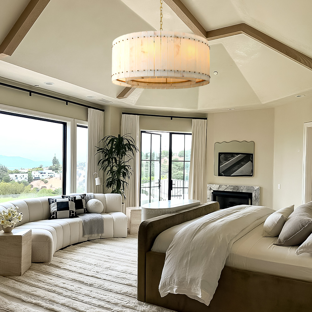 Mara Alabaster Round Chandelier 37"