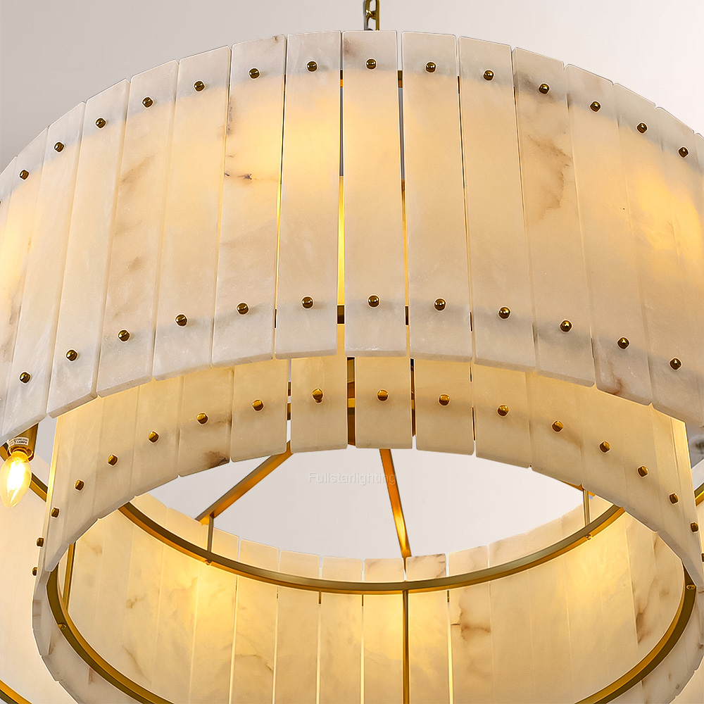 Mara Alabaster Round Chandelier 37"