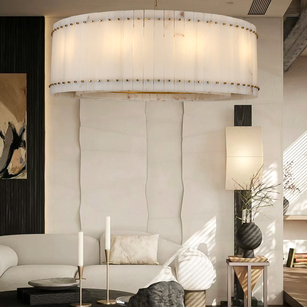 Mara Alabaster Round Chandelier 60"