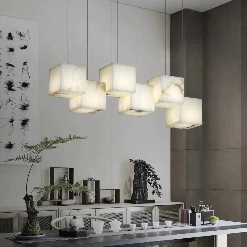 Alabaster Cubic Rectangular Pendant-Fullstarlighting