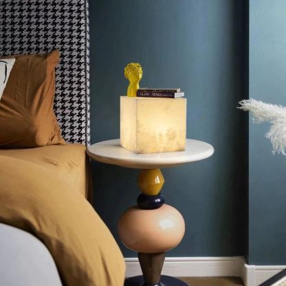 Alabaster Cubic Table Lamp-Fullstarlighting