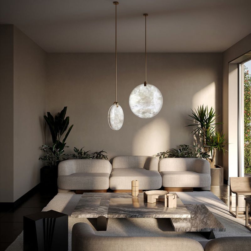 Alabaster Disc Pendant Light-Fullstarlighting
