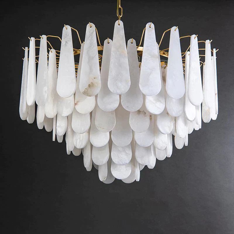 Alabaster Feathery Chandelier-Fullstarlighting