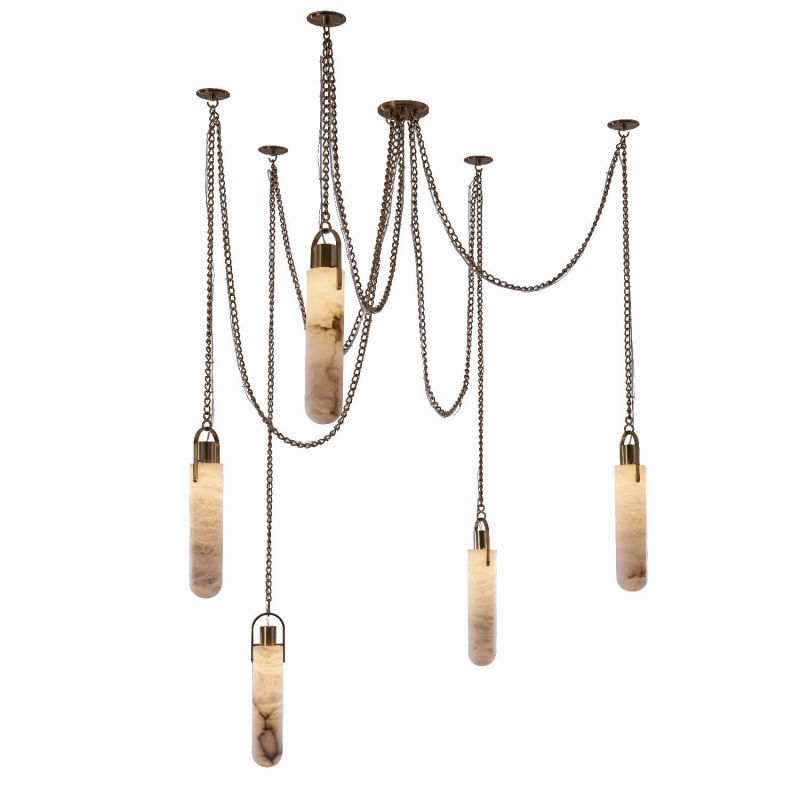 Alabaster Flint 5 Light LED Multi-Drop Pendant-Fullstarlighting