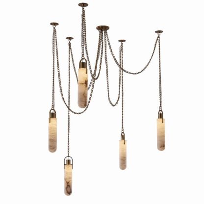 Alabaster Flint 5 Light LED Multi-Drop Pendant-Fullstarlighting