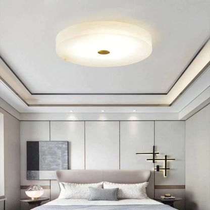 Alabaster Flush Mounted Round Led Chandelier-Fullstarlighting