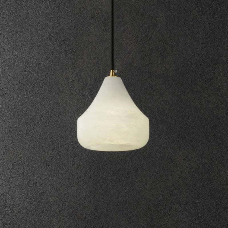 Alabaster Hat Pendant Light Over Nightstand-Fullstarlighting