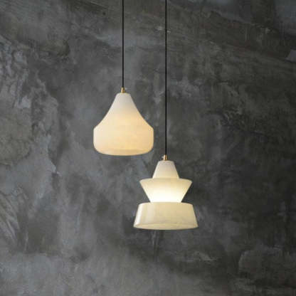 Alabaster Hat Pendant Light Over Nightstand-Fullstarlighting