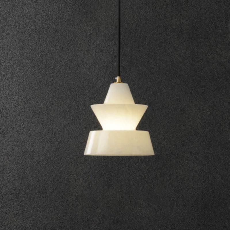 Alabaster Hat Pendant Light Over Nightstand-Fullstarlighting