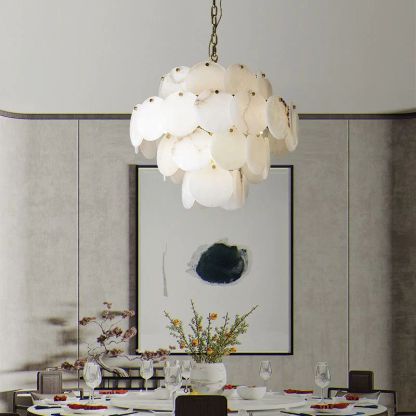Alabaster Magnolia Multi-Tiered Round Chandelier-Fullstarlighting