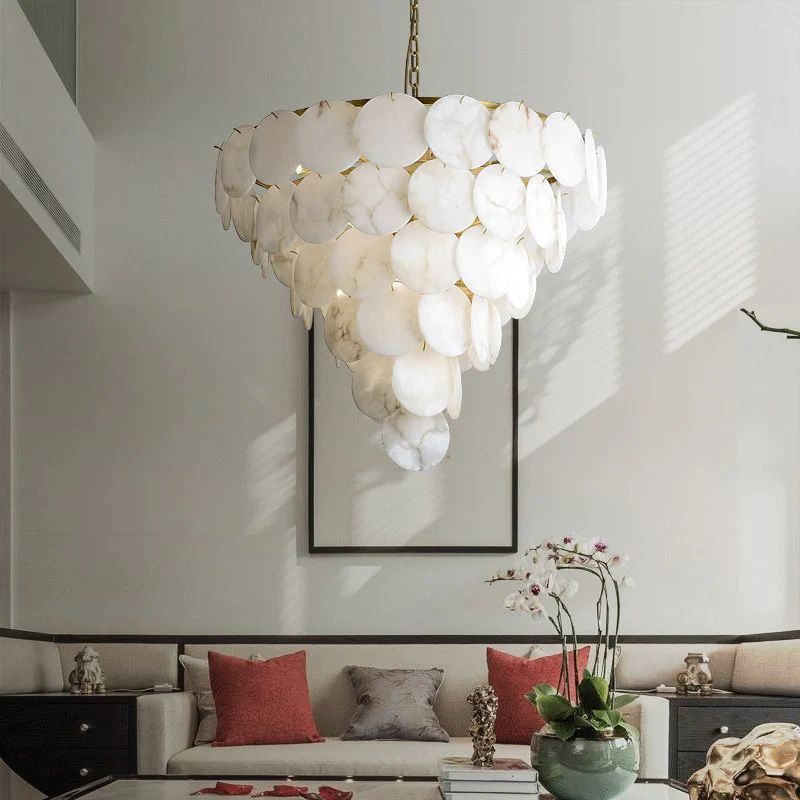 Alabaster Magnolia Multi-Tiered Round Chandelier-Fullstarlighting