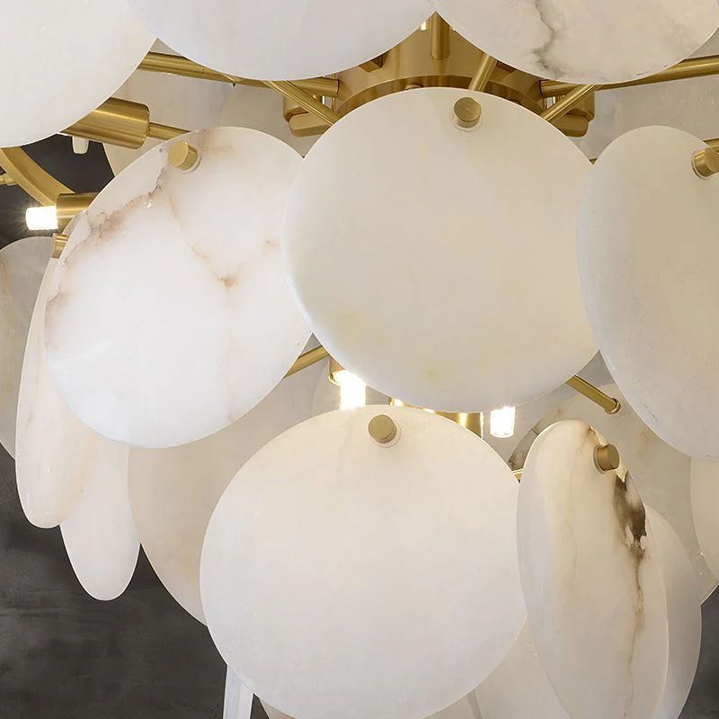 Alabaster Magnolia Multi-Tiered Round Chandelier-Fullstarlighting
