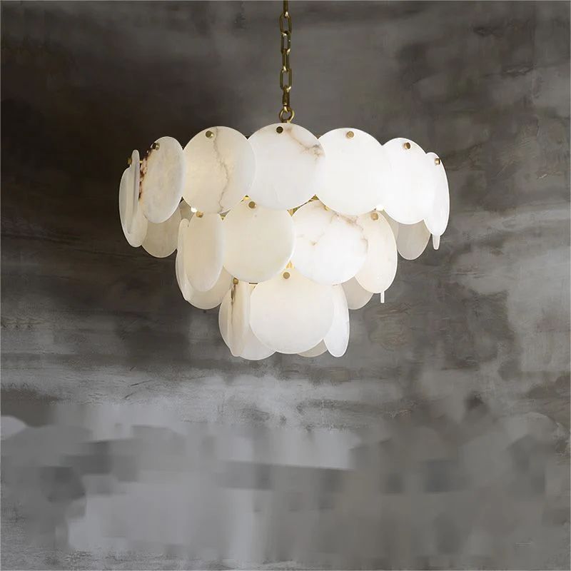 Alabaster Magnolia Multi-Tiered Round Chandelier-Fullstarlighting