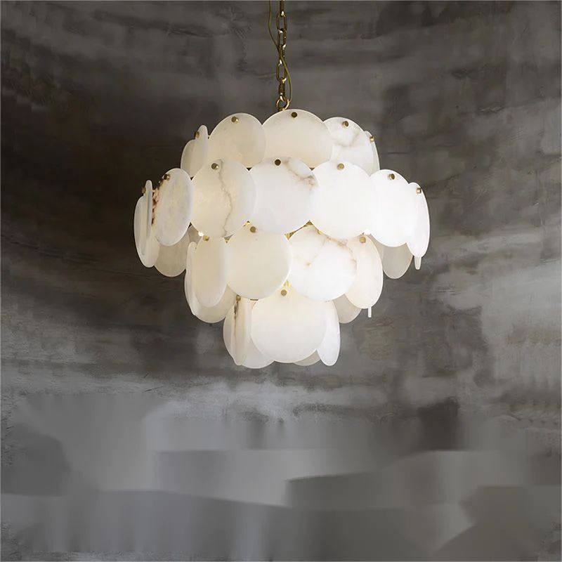 Alabaster Magnolia Multi-Tiered Round Chandelier-Fullstarlighting