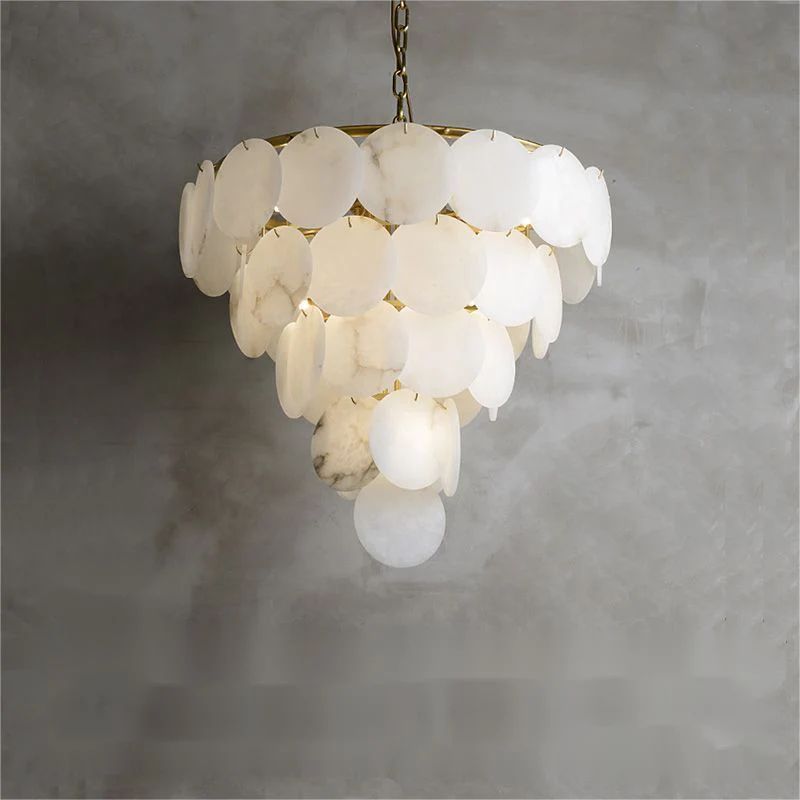 Alabaster Magnolia Multi-Tiered Round Chandelier-Fullstarlighting