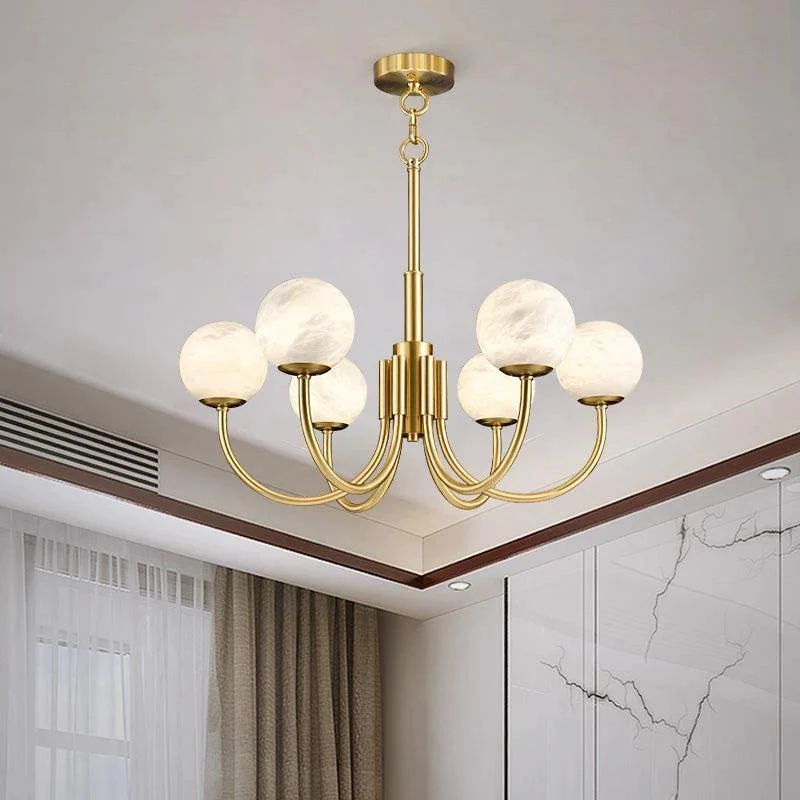 Alabaster Modern Brass Chandelier-Fullstarlighting