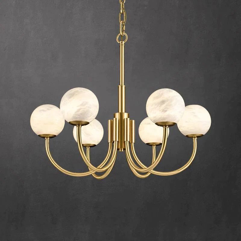 Alabaster Modern Brass Chandelier-Fullstarlighting