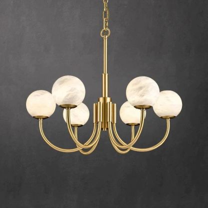 Alabaster Modern Brass Chandelier-Fullstarlighting
