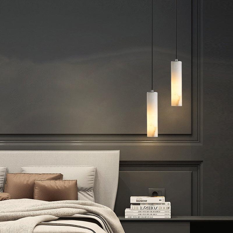 Alabaster Modern Cylindrical Round Chandelier-Fullstarlighting
