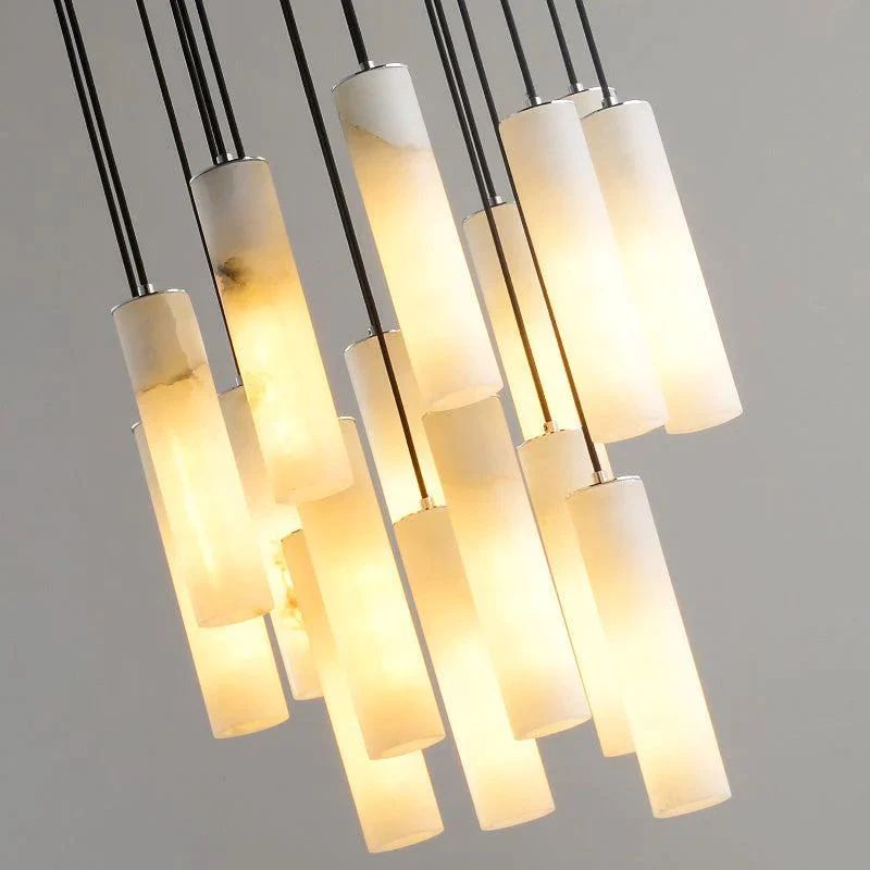 Alabaster Modern Cylindrical Round Chandelier-Fullstarlighting