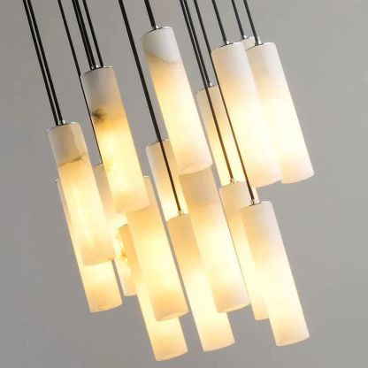 Alabaster Modern Cylindrical Round Chandelier-Fullstarlighting