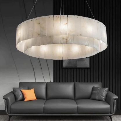 Alabaster Modern Round Chandelier-Fullstarlighting