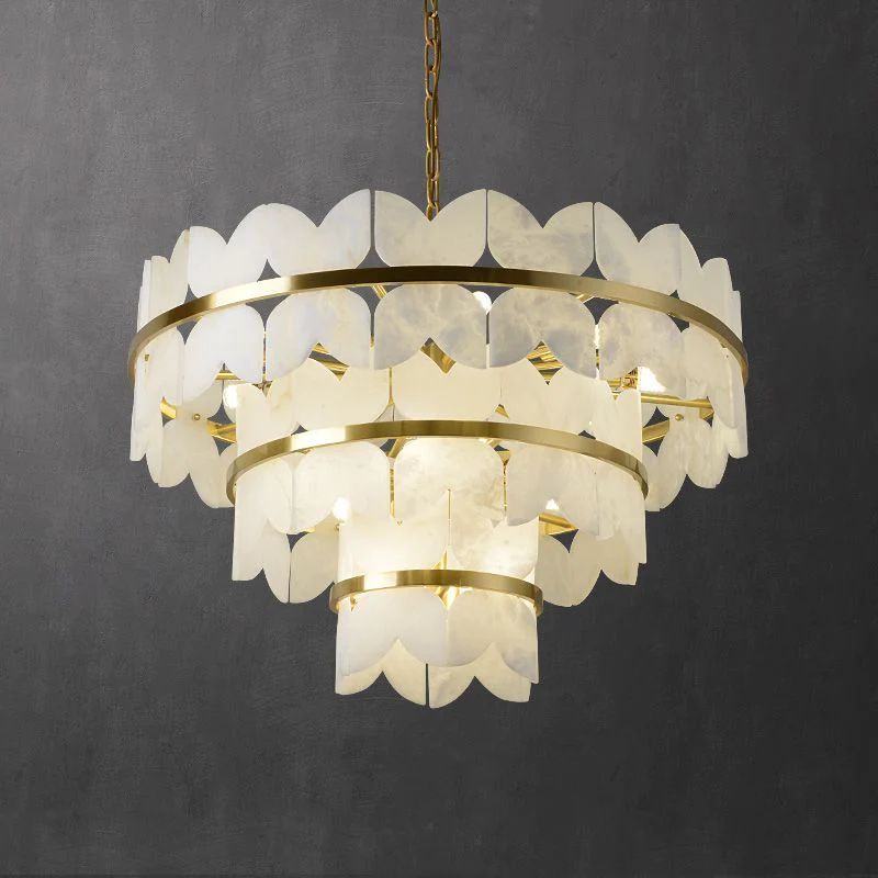 Alabaster Multi-Layer Butterfly Round Chandelier-Fullstarlighting