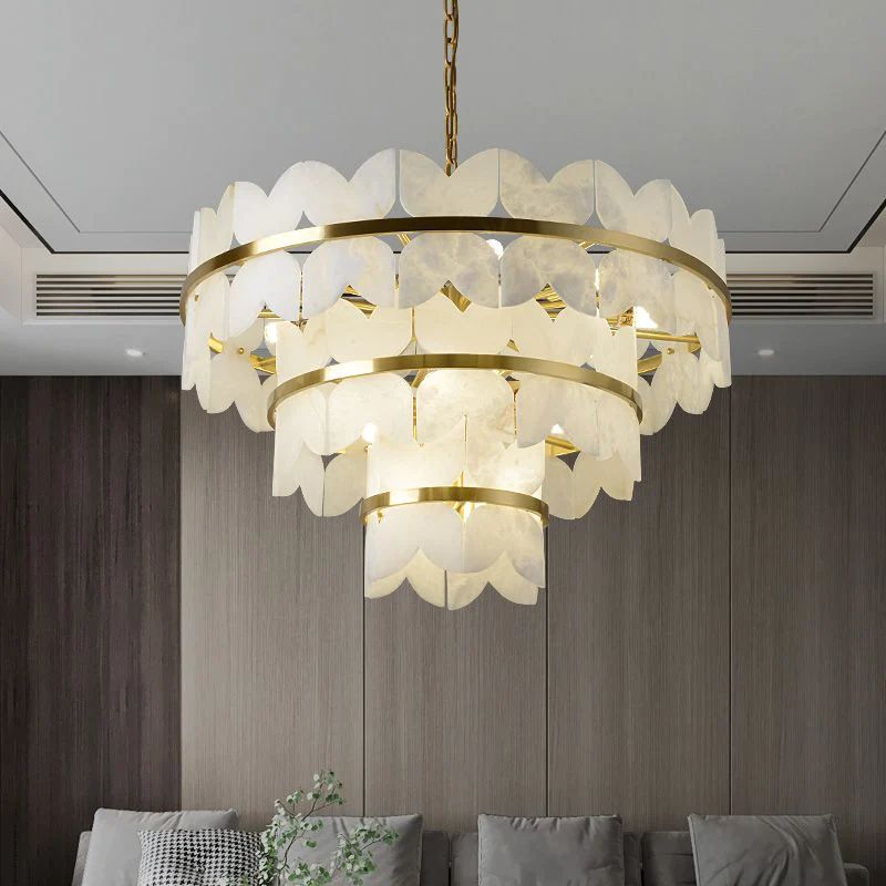 Alabaster Multi-Layer Butterfly Round Chandelier-Fullstarlighting