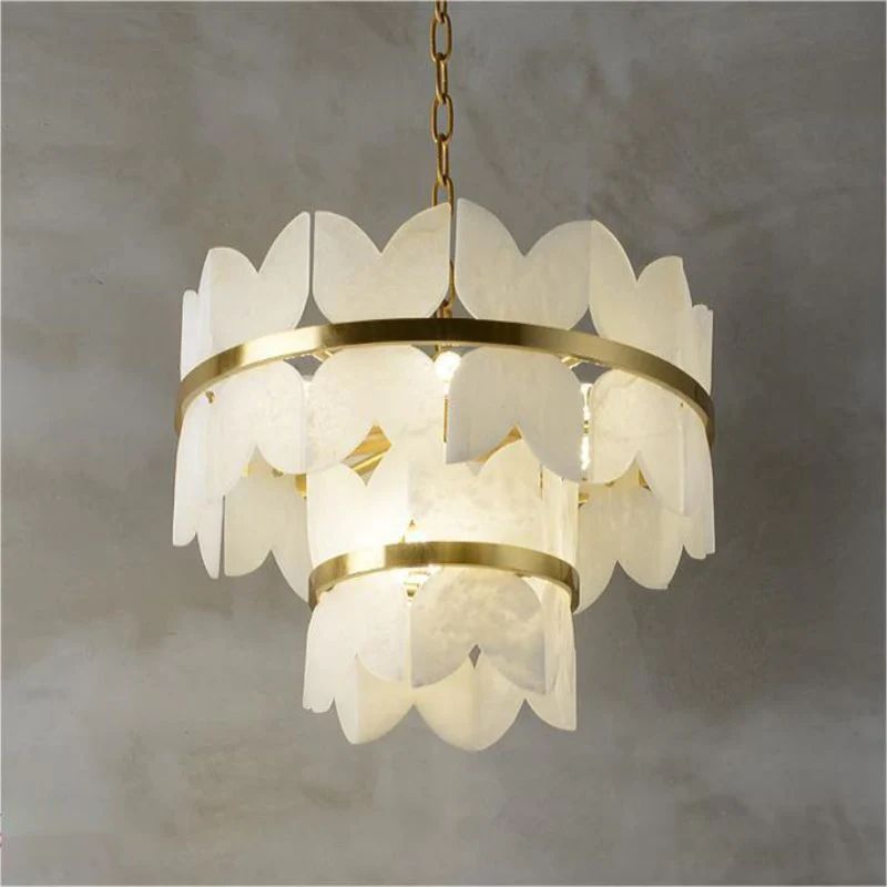 Alabaster Multi-Layer Butterfly Round Chandelier-Fullstarlighting