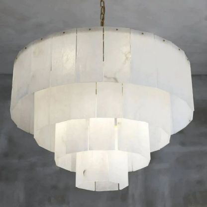 Alabaster Multi-Layer Modern Round Chandelier 31"-Fullstarlighting