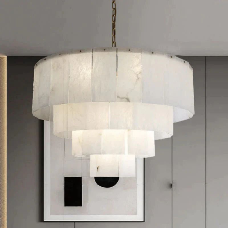 Alabaster Multi-Layer Modern Round Chandelier 31"-Fullstarlighting